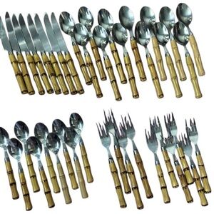 40 piece Faux Bamboo Flatware Set